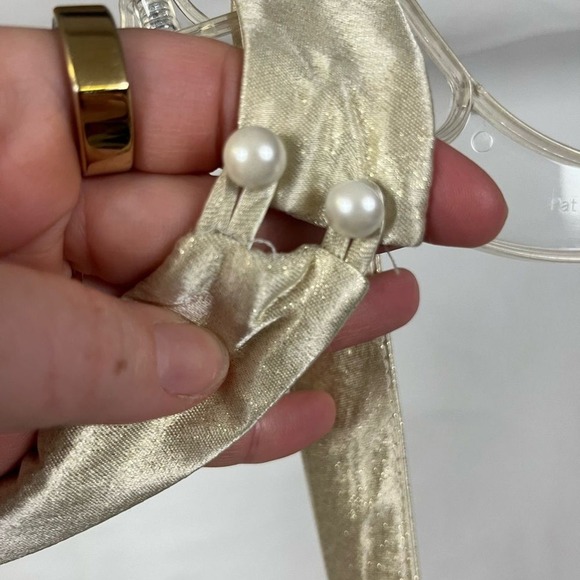 Gunne Sax Vintage 90s Gold Baroque Jacquard Corset Halter Formal Gown- Size 8 - Picture 11 of 11